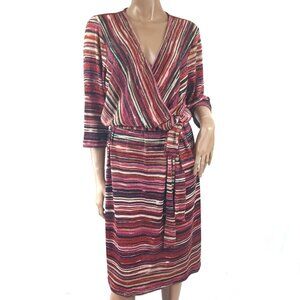 LANE BRYANT Dress Stripe Stretch Knit Metallic Crossover 22/24 NWT